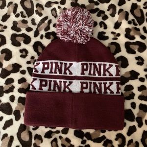 One size burgundy PINK beanie excellent condition